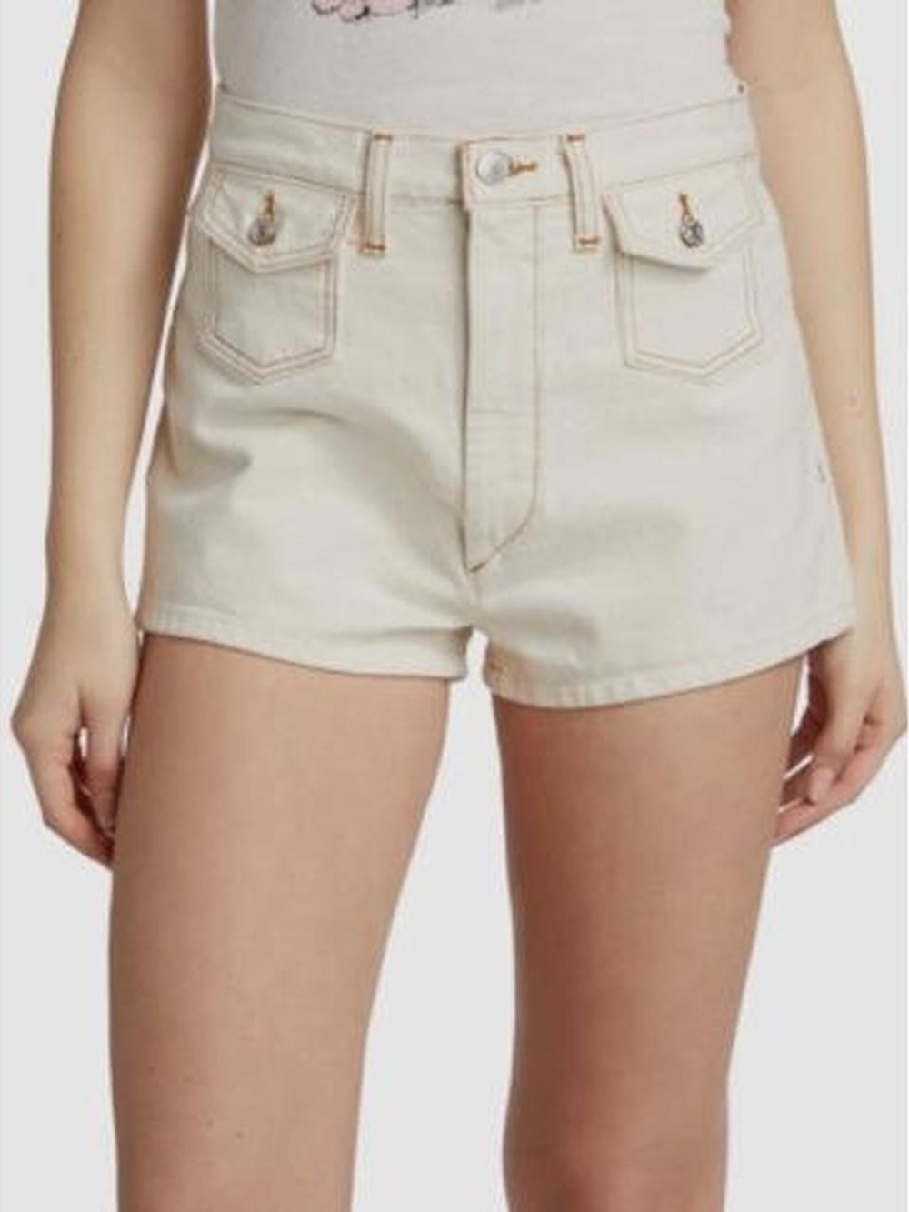Women's Re/Done Cream High-Rise Denim Short. Rinsed Birch Size 32